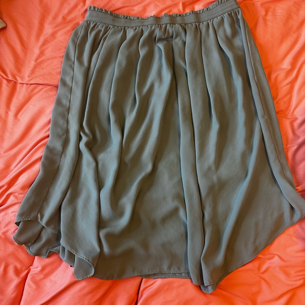 LOFT Asymmetrical Skirt in Soft Green